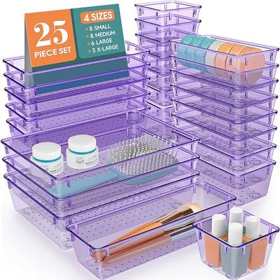 Suwimut 12 Pieces Plastic Desk Drawer Organizer Set, 3 Size Desk Drawer  Organizer Divider Trays for Makeup, Jewelry, Utensils, Gadgets, Vanity  Storage