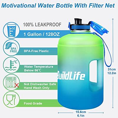  Aqulea 64 Oz Glass Water Bottle with Straw - Half Gallon Water  Bottle with Straw – 2L BPA Free - Large Motivational Time Insulated Water  Bottle with Handle and Sleeve 
