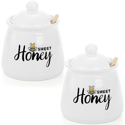 Porcelain Honey Jar With Dipper And Lid, Honey Dispenser Pot