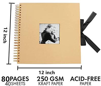 Magnetic Self-adhesive Page Photo Album Scrapbook, Leather Kraft