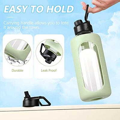 64oz Glass Water Bottles With Straw, Glass Bottle With Silicone Sleeve And  Time Marker, For Gym Hom
