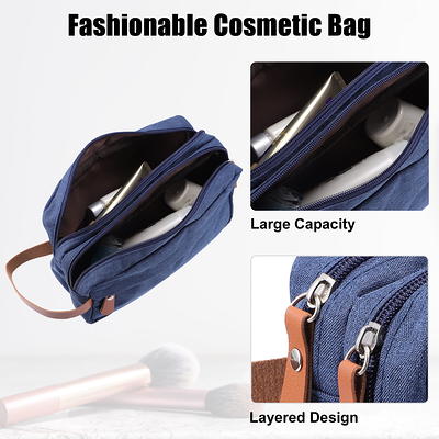 Unique Bargains Blue Makeup Bag Cosmetic Travel Bag Large Makeup