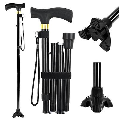 MFE Folding Cane, Portable 5-Level Adjustable Height Walking Stick with  Foldable Design, Wrist Strap, and T Handle for Men and Women, Black - Yahoo  Shopping