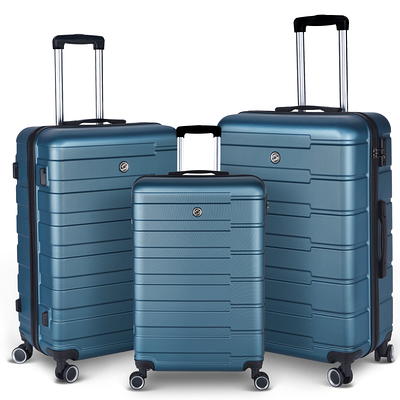 Best Dual Spinner Hardside 3 or 5 Piece Luggage Set by ABQ Luggage TSA System - Wave - Lake in Green