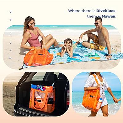 Hamish Mesh Beach Bag - Large Travel Tote Bag Lightweight & Foldable Beach Bag Toy Bag for Family Vacation