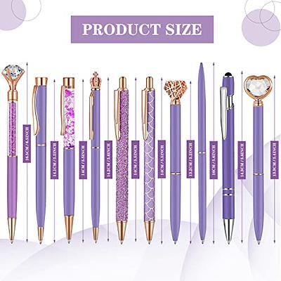 WEMATE 8PCS White Ballpoint Pens Set Metal Crystal Diamond Pen Fancy Pen  for Journaling in Black