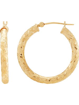 Brilliance Fine Jewelry 10K Yellow Gold Hollow Round Bamboo Hoop Earrings, Women's