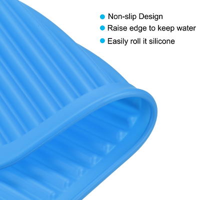 Unique Bargains Dish Drying Mat Set Silicone Sink Drain Pad Heat