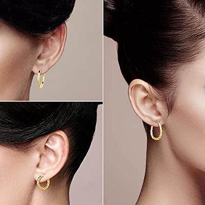 Chunky Gold Hoop Earrings for Women, 14K Gold Plated Thick Triple Twisted Hoop Earrings Hypoallergenic Trendy Chunky Gold Hoops Earrings Dainty Gold