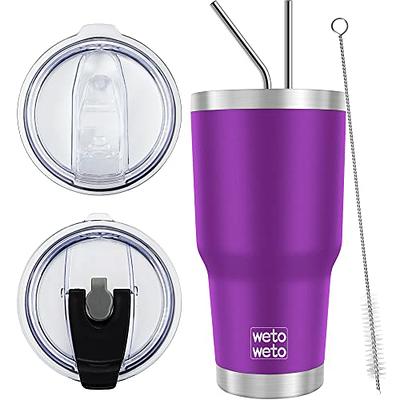 WETOWETO 30 oz Stainless Steel Tumbler, Insulated Coffee Tumbler Cup with 2  Lids and 2 Straws, Double Walled Travel Coffee Mug for Hot & Cold Drinks  (White, 1 Pack) - Yahoo Shopping