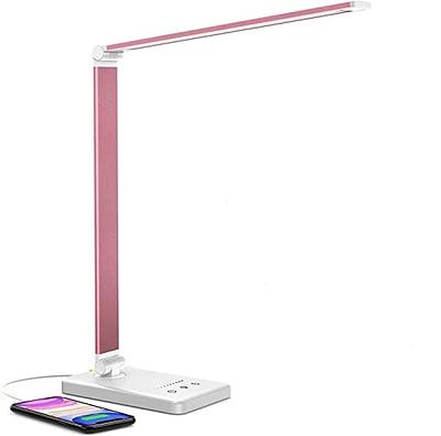 COFEST Desk Lamp,Desk Light With Flexible Arm,Modes Dimmable Double Head  Desk Lamps For Home Office Workbench Reading Feature: Pink 