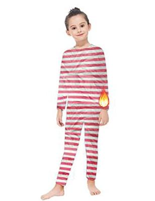 MANCYFIT Thermal Underwear Set for Girls, Long Johns Fleece Lined Kids Base  Layer Shirts & Pants Red and White Stripes Large - Yahoo Shopping