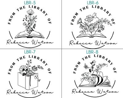 Stamp by Me | from The Library of | Book Stamp | Floral Book Stamp |  Personalized Teacher Stamp | Custom Library Stamp | Custom Rubber Stamp 