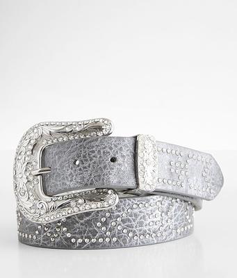 BKE Double Embossed Buckle Belt - Women's Belts in Black Silver