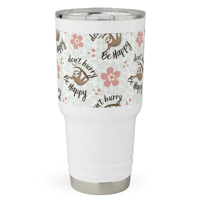 Don't Hurry Be Happy - Beige Acrylic Tumbler with Straw