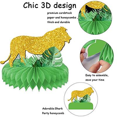 9 Pcs Gold Safari Party Supplies Glitter Jungle Safari Animals