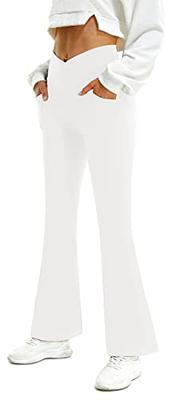 FireSwan Womens crossover Flare Leggings with Pockets Bootcut