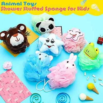 Colorful Cute Body Puff Animal Shaped Loofah Mesh Shower Sponges