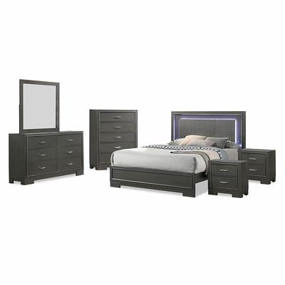 Furniture of America Casilla 6-Piece Silver and Gray Queen Bedroom Set, Silver and Gray - Queen