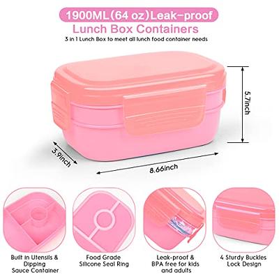 LEITAO 29 Packs Bento Box Kids Adult Lunch Box 1900ML 3 Layer Stackable Lunch  Box with Lunch Bag, Multiple Compartments Bento Box With Built-in Utensil  Set, DIY Accessories, Bags (Pink) - Yahoo Shopping