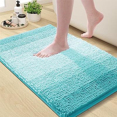 Gorilla Grip Memory Foam Bath Rug, Thick Soft Striped Bathroom Mat, Navy  Blue