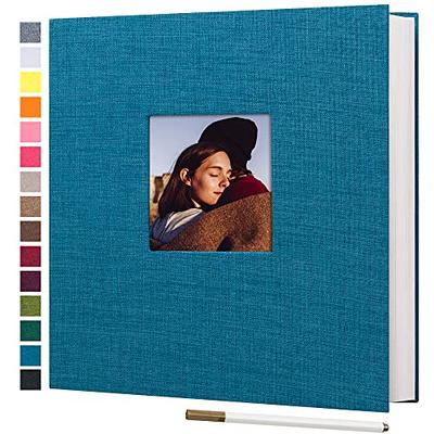 Large Photo Album Self Adhesive Scrapbook Magnetic Album for 4x6 6x8 8x10 Pictures 60 Pages Linen Cover DIY Photo Album with A Metallic Pen and DIY