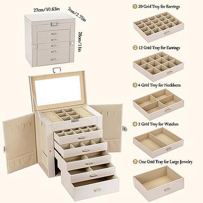 Jewelry Box, Jewelry Boxes for Women & Men with PU Leather, 2 Layer Large  Jewelry Organizer Storage Case with Lock, for Necklace Bracelets Earrings