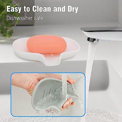 Self Draining Soap Dish, 2 PAKC Plastic Soap Dishes for Shower Wall, Soap  Holder for Bar Soap with Drain Tray, White Soap Holders for Bathroom  Kitchen