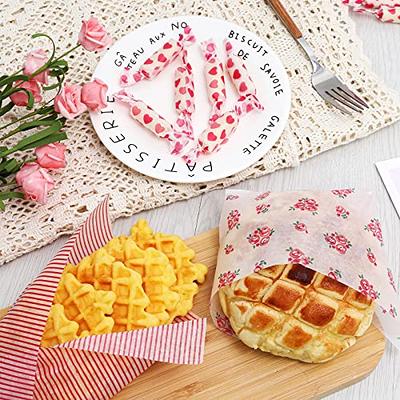 50 Sheets Wax Paper Food Picnic Paper Disposable Food Wrapping Greaseproof  Paper Food Paper Liners Wrapping Tissue for Plastic Food Basket (Heart)