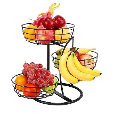 COVAODQ Snack Cart with Wheels 4-Tier Adjustable Fruit Rack Fruit Vegetable  Basket Cart Metal Wire Storage Cart Rolling Pantry Utility Kitchen Cart