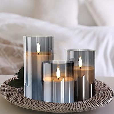 Glass Battery Operated LED Flameless Candles with Remote and Timer, Real  Wax Candles Warm Color Flickering Light for Festival Wedding Home Party