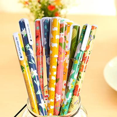 LSLSHY Cute Gel Pens 5Pcs Retractable Quick Dry Ink Pens 0.5mm