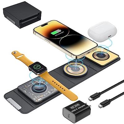 3 in 1 Wireless Charger, Magnetic Wireless Charging Station for MagSafe  Case, Compatible with iPhone 14/13/12, Apple Watch, AirPods Pro/3/2 (Cable  and Adapter Included) Silver : : Electronics