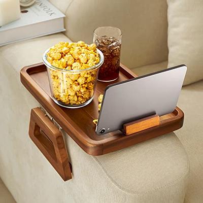 Sofa Armrest Tray, Clip On Couch Arm Table, Foldable Sofa Arm Tray with  360° Rotating Phone Holder,Side Tables,TV Trays, Sofa Table for Eating and