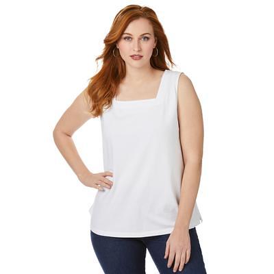 Plus Size Women's Square Neck Tank by Jessica London in White