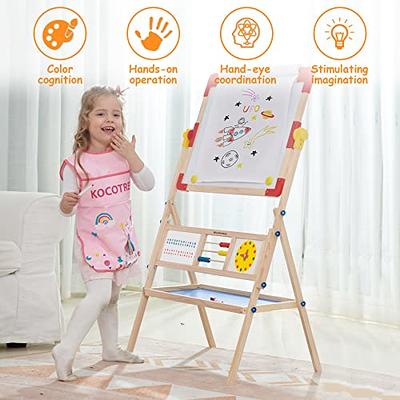 Wooden Kids Easel,Art Easel with Paper Roll Double-Sided