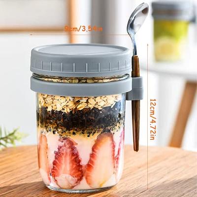 Overnight Oats Containers With Lids,16oz Glass Jars With Lids