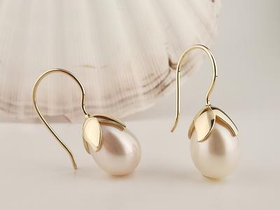 Teardrop Pearl Earrings Gold