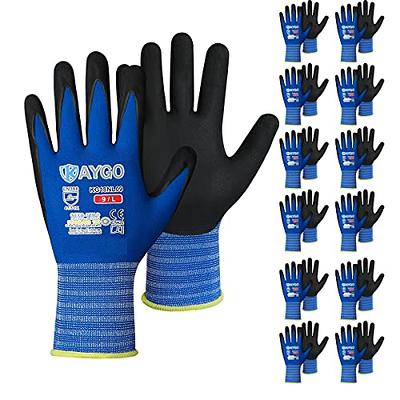 KAYGO Safety Work Gloves Microfoam Nitrile Coated-3 Pairs, KG18NB,Seamless Knit Nylon Glove with Black Micro-Foam Nitrile Grip,Ideal for General