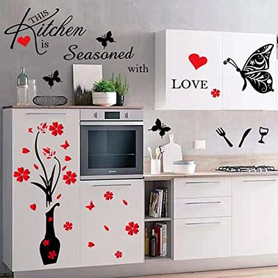 Funny Kitchen Wall Sticker, Family Love Quotes This Kitchen is Seasoned  with Love Wall Decal, Inspirational Quotes Wall Décor, DIY Hearts Vinyl Art