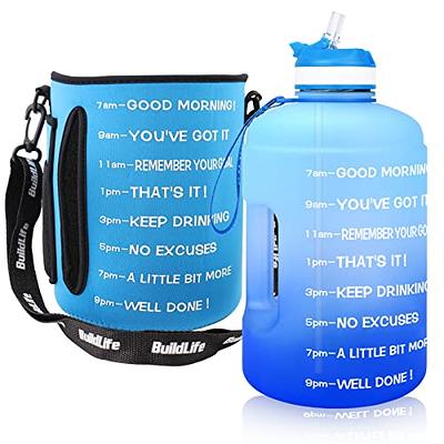 1 Gallon BPA Free Reusable Plastic Drinking Water Big Mouth Bottle Jug Container with Holder Drinking Canteen - Light Blue