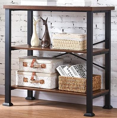 HOMBAZAAR Bookshelf, 3-Tier Vintage Industrial Book Shelf, Rustic