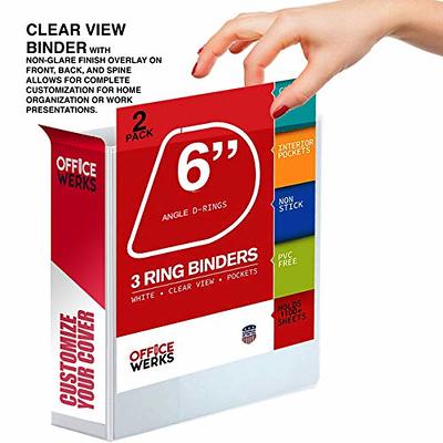 3 Ring Binder, Slant D-Rings, Clear View, Pockets (6 inch, White)