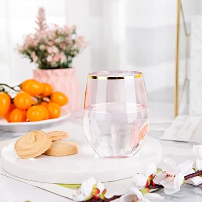 Elegant Stemless Disposable Plastic Wine Glasses, Fancy Black/clear Plastic  Champagne Flutes, Heavy Duty Drinkware, Wedding & Party Supplies 