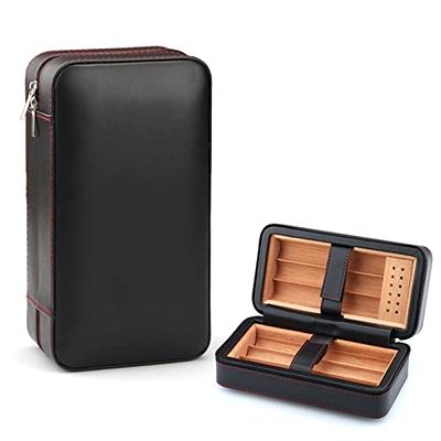 Large Travel Cigar Case genuine Leather & Wood Personalized by