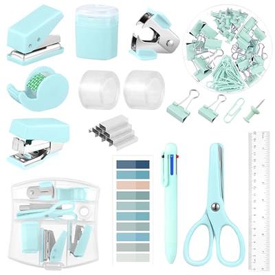 Office Supplies Set Desk Accessory Kit with Stapler Tape Dispenser Staple  Remover Staples Hole Puncher Paper Clips Scissor and Letter Opener  Ballpoint