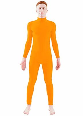 Orange Mock Neck Long Sleeve Unitard Dancewear Bodysuit Costume