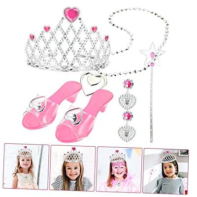 Toyvelt Princess Dress Up Set for Little Girls - Includes 4 Pairs Princess Shoes, Bracelets, Rings, Earrings, Crown, and Wand