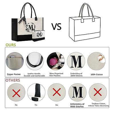 BeeGreen Mom's Gift Initial Canvas Tote Bags and Makeup Bags