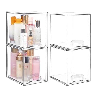 Vtopmart 2 Tier Bathroom Storage Organizer, 2 Pack Clear Under Sink  Organizers Vanity Counter Storage Container, Medicine Cabinet Drawers Bins